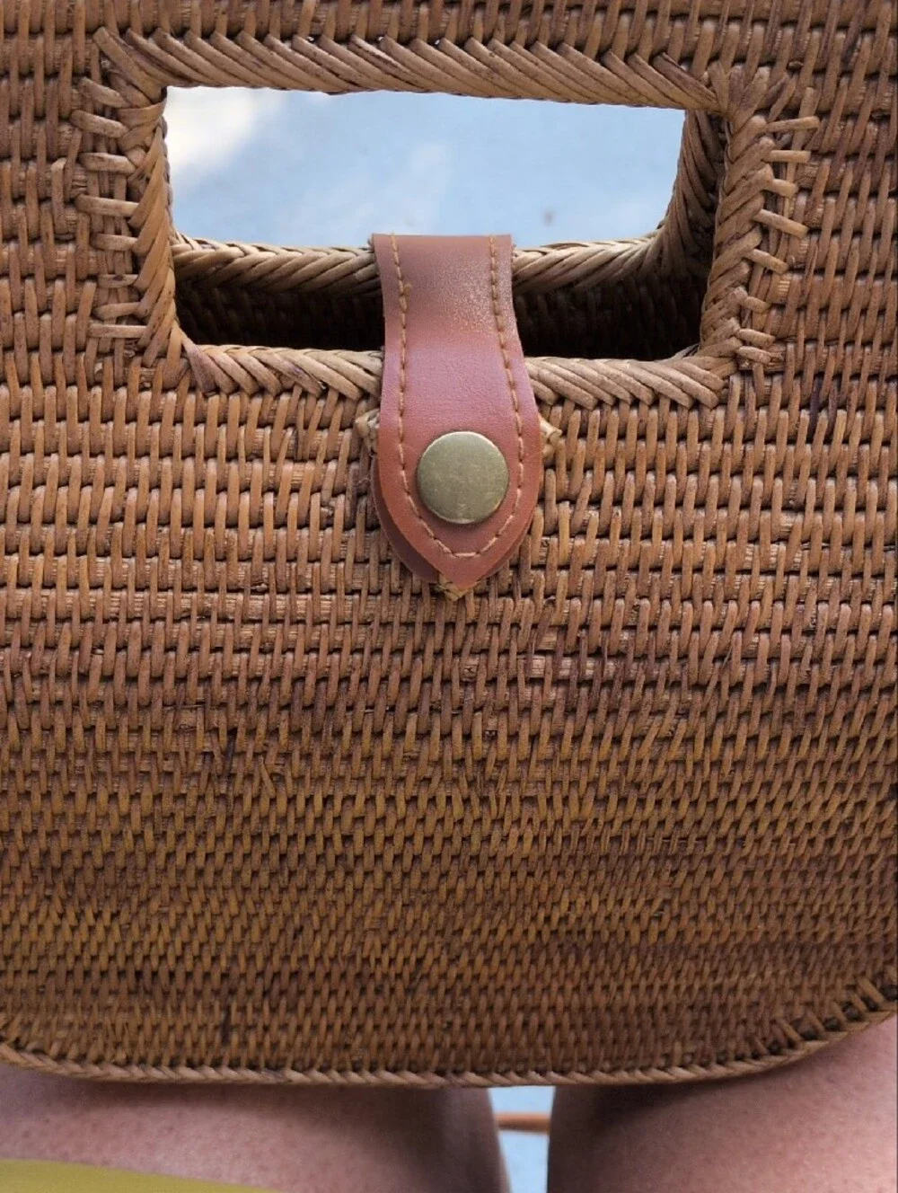 Anthropologie Woven Rattan Crossbody Bag in Brown